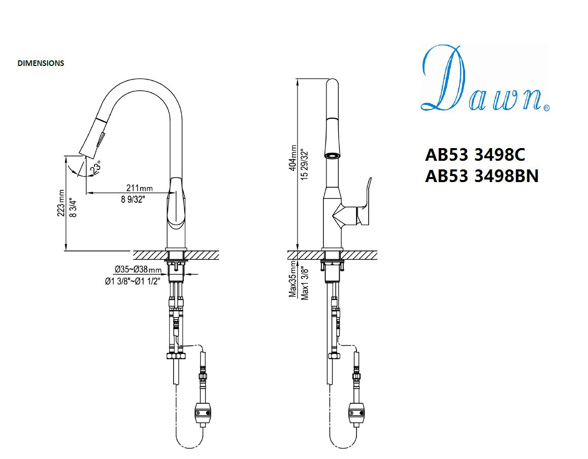 Monomando de cocina acabado Brushed Nickel AB53 3498BN