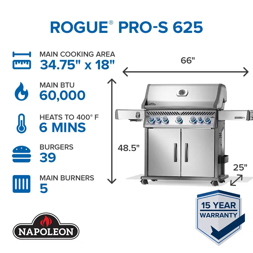 Rogue® PRO-S 625 RSIB con quemadores traseros y laterales infrarrojos - GAS LP