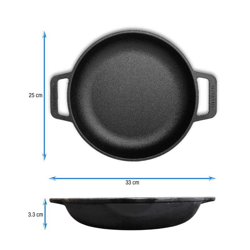 Sartén con Doble Asa Redondo de Hierro Fundido 25cm