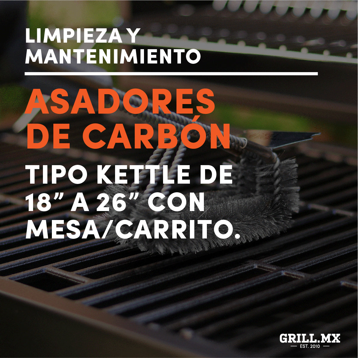 Mantenimiento asadores de Carbón tipo Kettle 18 a 26" con carrito
