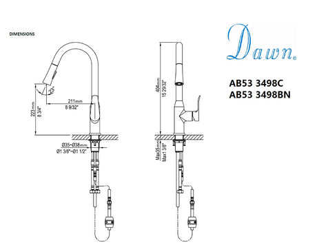 Monomando de cocina acabado Brushed Nickel AB53 3498BN