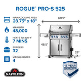 Rogue® PRO-S 525 RSIB con quemadores traseros y laterales infrarrojos - GAS LP