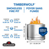 Timberwolf® Smokeless Fire Pit 22-inch, Stainless Steel