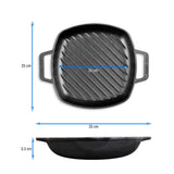 Sartén Doble Asa Grill Cuadrado de Hierro Fundido Esmaltado (26 cm)