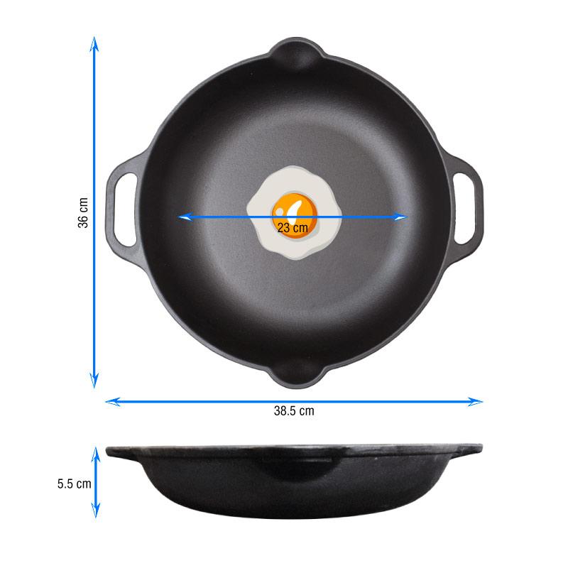 Sartén Tipo Paella de Hierro Fundido Esmaltado (33 cm)